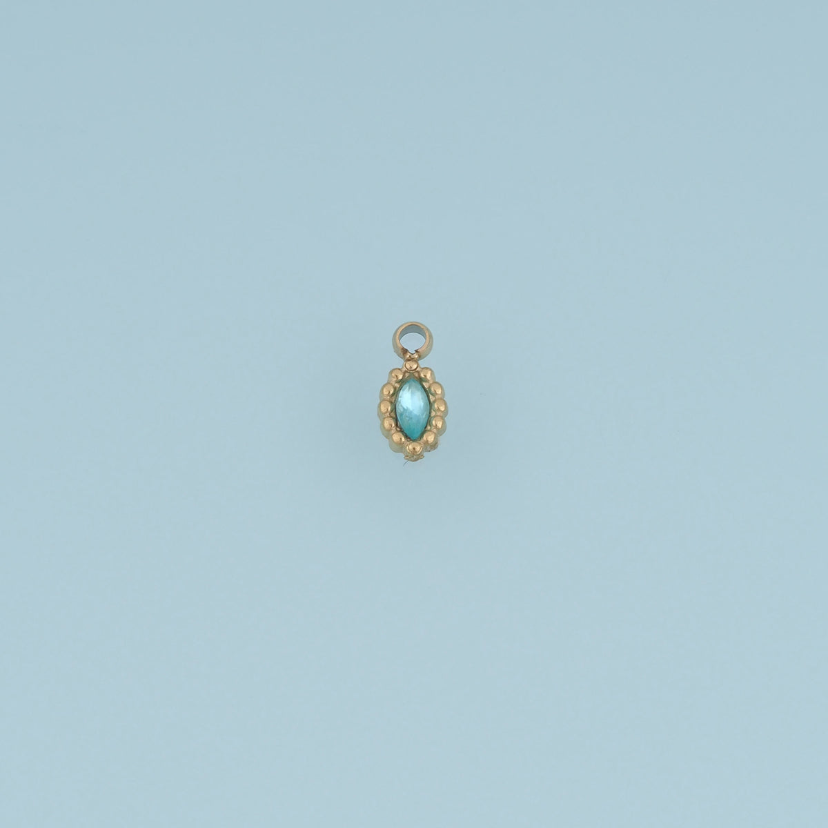 Oval Crystal Pendant,14K Gold Colorful Beaded Edge Charm DIY Charm for Necklace Bracelet Making