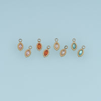 Oval Crystal Pendant,14K Gold Colorful Beaded Edge Charm DIY Charm for Necklace Bracelet Making