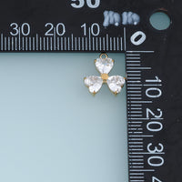 Three Leaf Clover Heart Crystal Pendant,14K Gold Colorful Lucky Charm DIY Charm for Necklace Bracelet Making