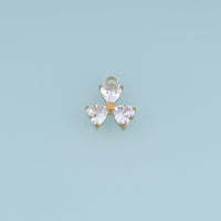 Three Leaf Clover Heart Crystal Pendant,14K Gold Colorful Lucky Charm DIY Charm for Necklace Bracelet Making