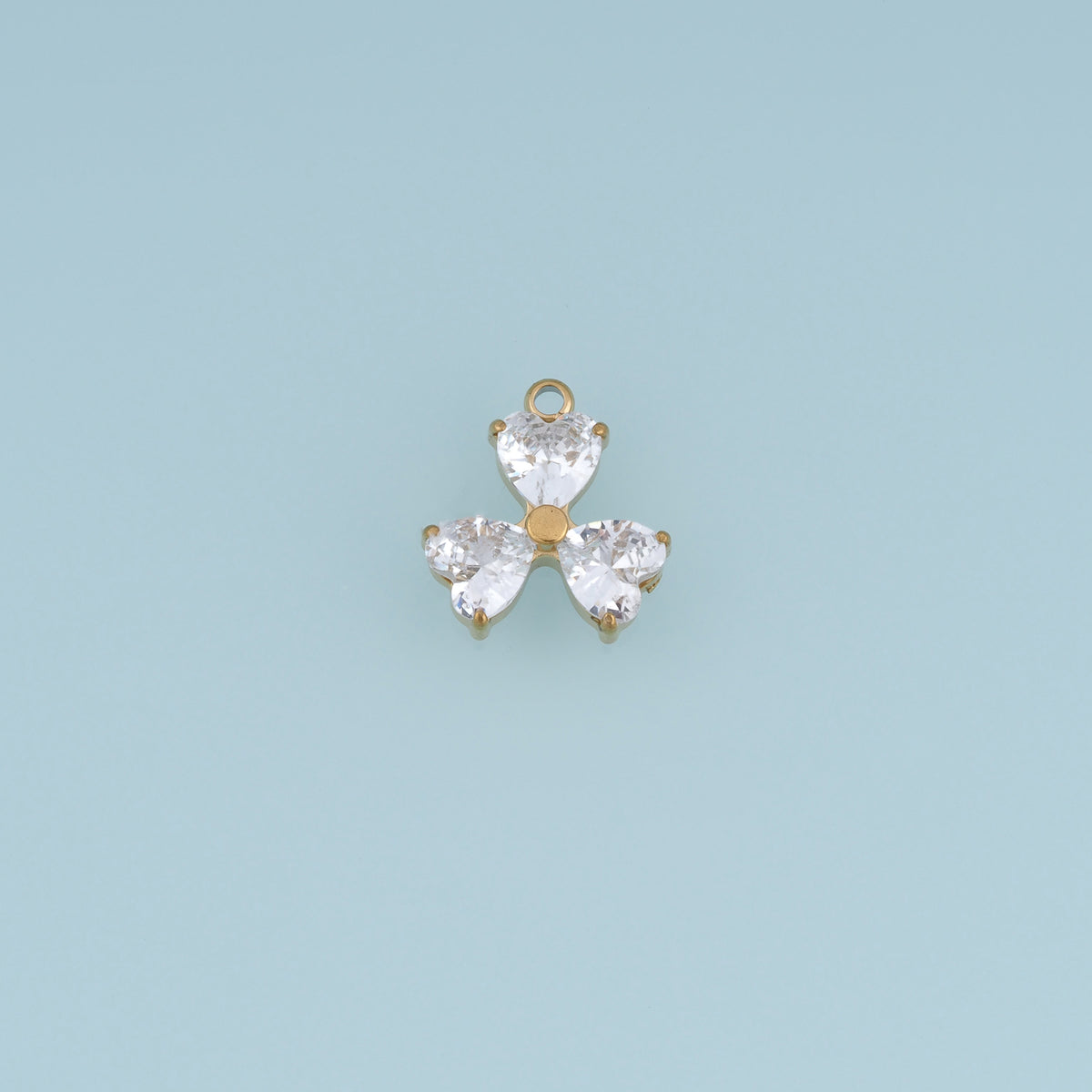 Three Leaf Clover Heart Crystal Pendant,14K Gold Colorful Lucky Charm DIY Charm for Necklace Bracelet Making