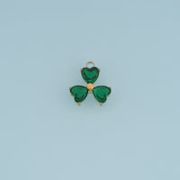 Three Leaf Clover Heart Crystal Pendant,14K Gold Colorful Lucky Charm DIY Charm for Necklace Bracelet Making
