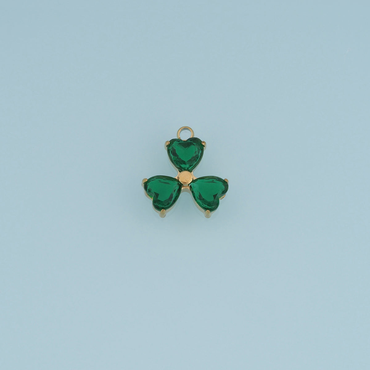 Three Leaf Clover Heart Crystal Pendant,14K Gold Colorful Lucky Charm DIY Charm for Necklace Bracelet Making