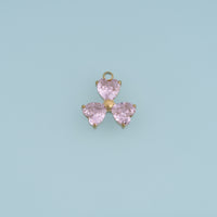 Three Leaf Clover Heart Crystal Pendant,14K Gold Colorful Lucky Charm DIY Charm for Necklace Bracelet Making
