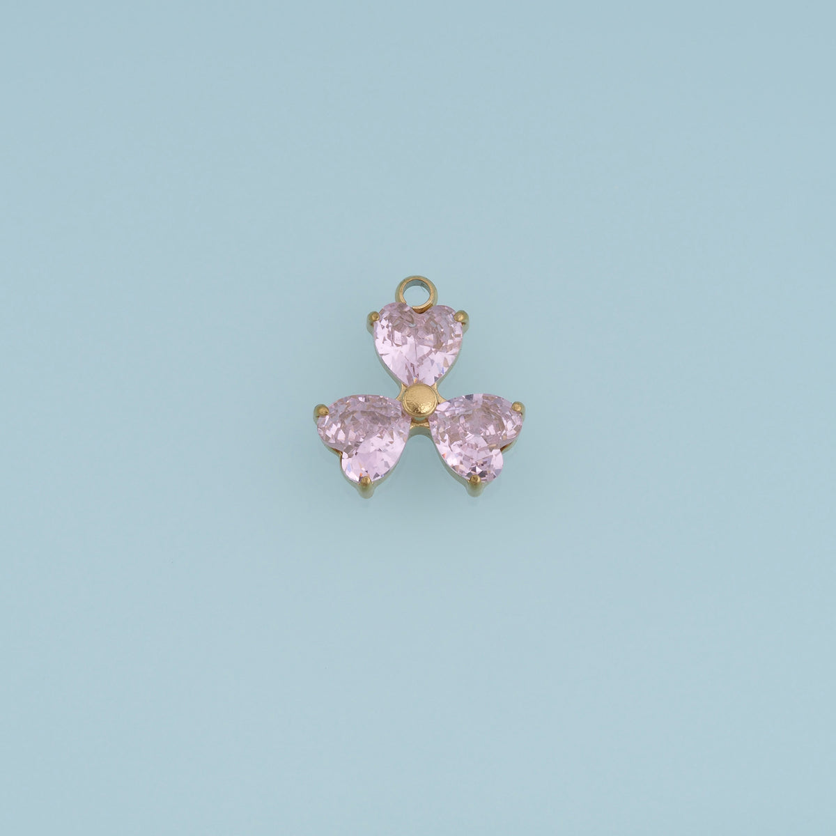 Three Leaf Clover Heart Crystal Pendant,14K Gold Colorful Lucky Charm DIY Charm for Necklace Bracelet Making