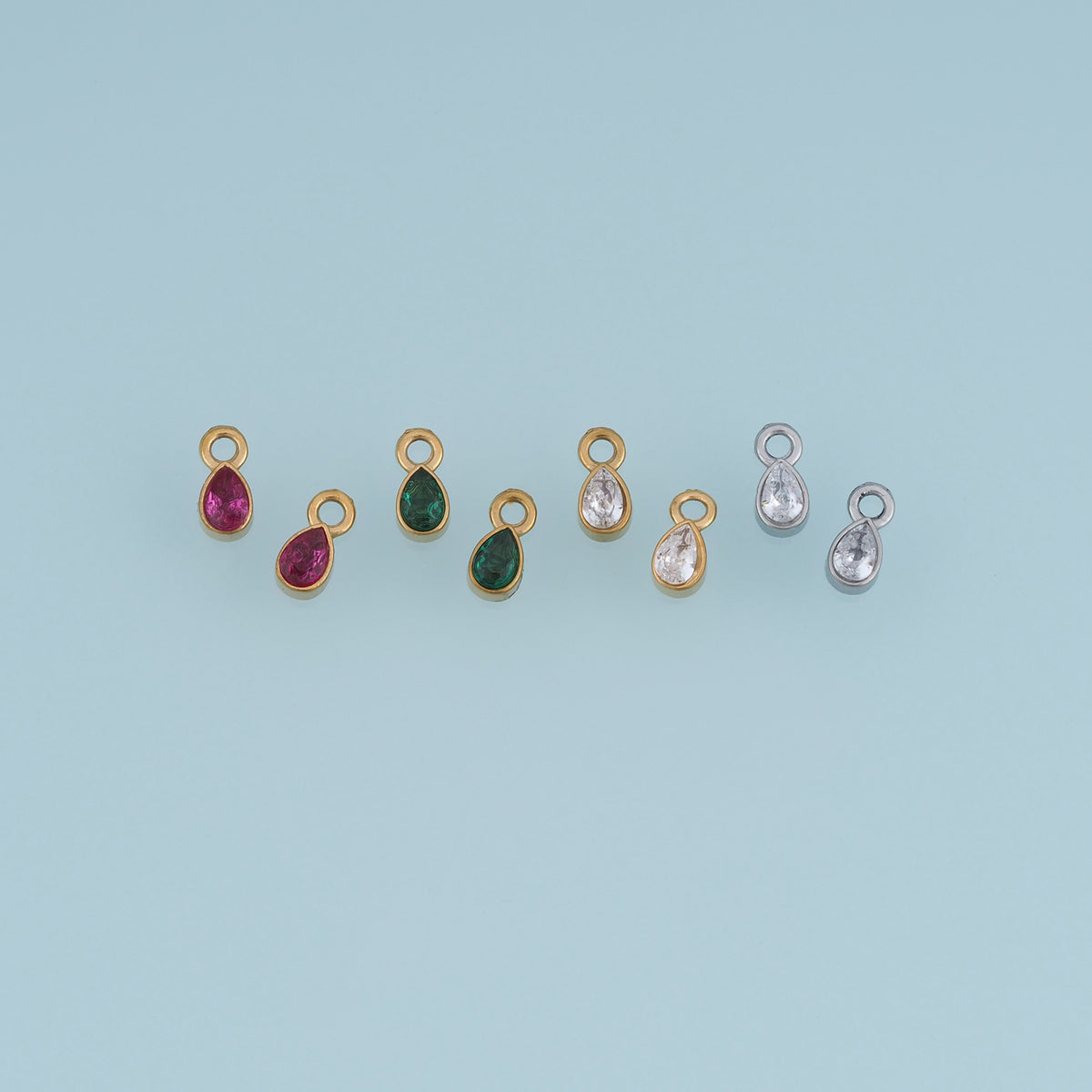 Teardrop Crystal Pendant,14K Gold Colorful Beaded Edge Gemstone Charm DIY Charm for Necklace Bracelet Making