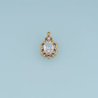 Oval Crystal Pendant,14K Gold Vintage Ornate Colorful Gemstone Charm DIY Charm for Necklace Bracelet Making