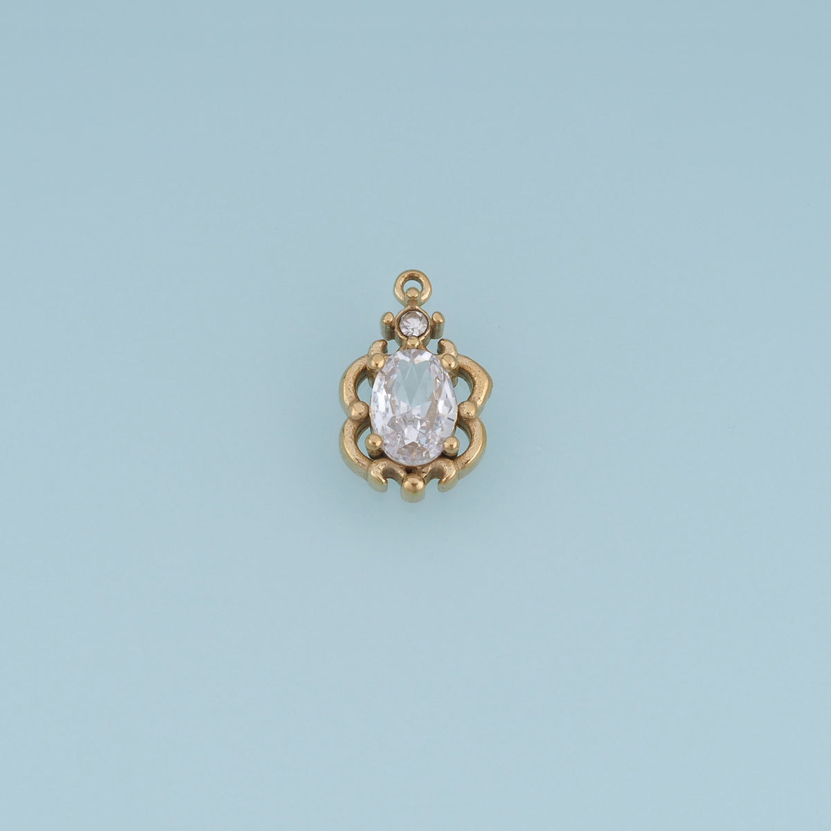 Oval Crystal Pendant,14K Gold Vintage Ornate Colorful Gemstone Charm DIY Charm for Necklace Bracelet Making