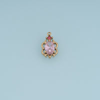 Oval Crystal Pendant,14K Gold Vintage Ornate Colorful Gemstone Charm DIY Charm for Necklace Bracelet Making