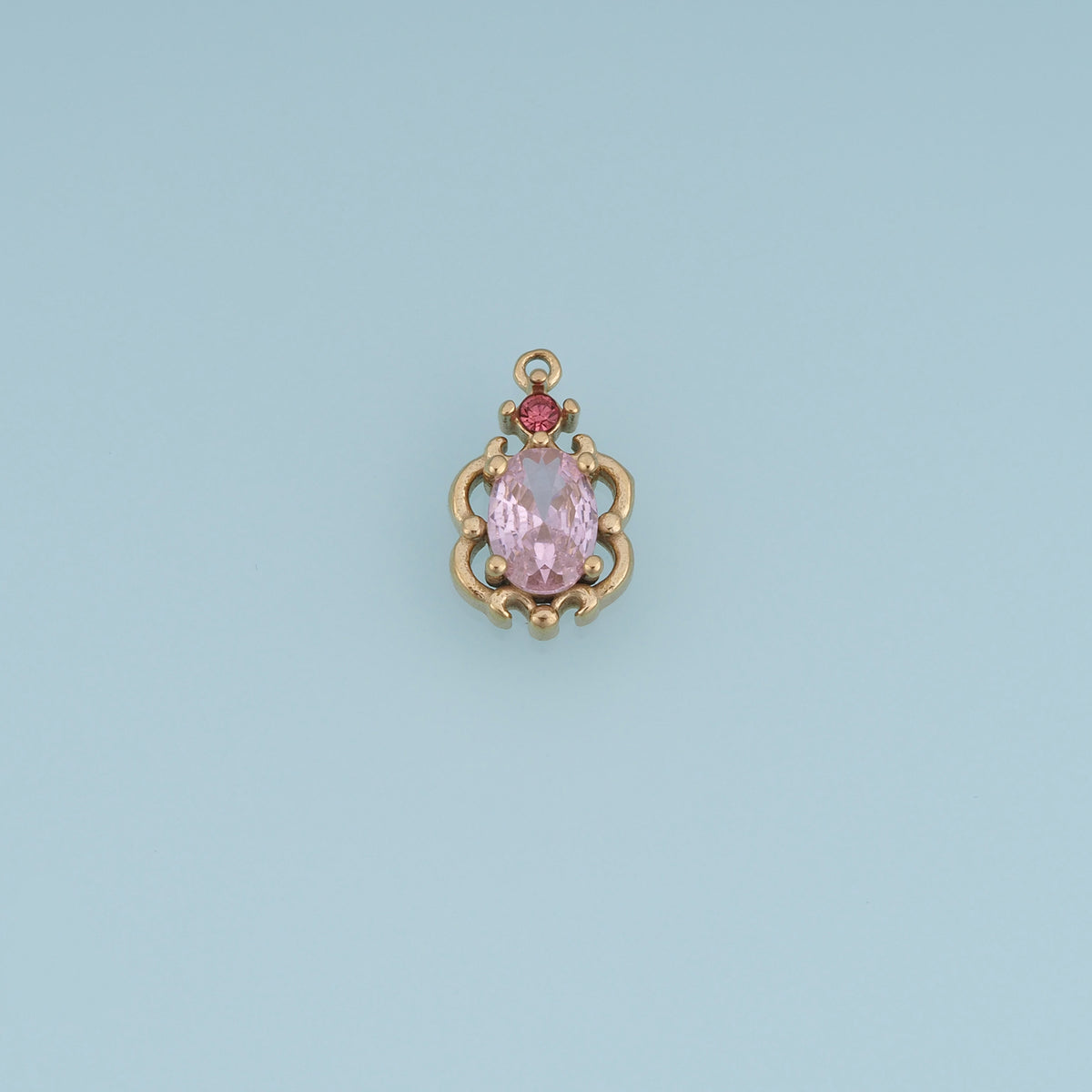 Oval Crystal Pendant,14K Gold Vintage Ornate Colorful Gemstone Charm DIY Charm for Necklace Bracelet Making