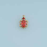 Oval Crystal Pendant,14K Gold Vintage Ornate Colorful Gemstone Charm DIY Charm for Necklace Bracelet Making