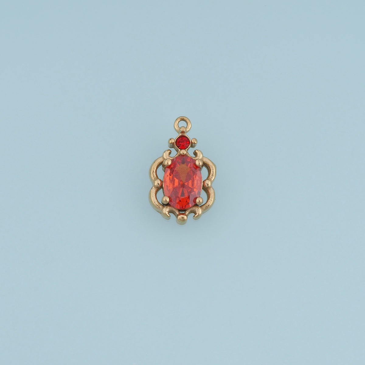 Oval Crystal Pendant,14K Gold Vintage Ornate Colorful Gemstone Charm DIY Charm for Necklace Bracelet Making