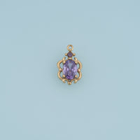 Oval Crystal Pendant,14K Gold Vintage Ornate Colorful Gemstone Charm DIY Charm for Necklace Bracelet Making