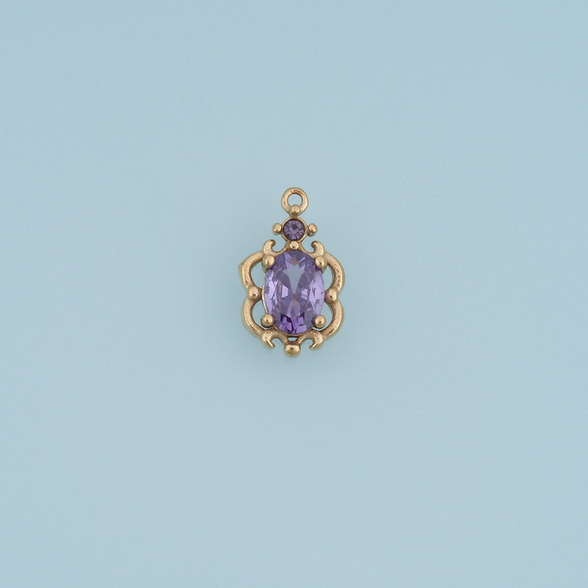 Oval Crystal Pendant,14K Gold Vintage Ornate Colorful Gemstone Charm DIY Charm for Necklace Bracelet Making