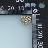 Love Heart Pendant,14K Gold Sparkling Crystal Open Heart Charm DIY Charm for Necklace Bracelet Making
