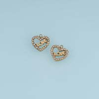Love Heart Pendant,14K Gold Sparkling Crystal Open Heart Charm DIY Charm for Necklace Bracelet Making