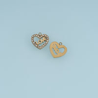 Love Heart Pendant,14K Gold Sparkling Crystal Open Heart Charm DIY Charm for Necklace Bracelet Making