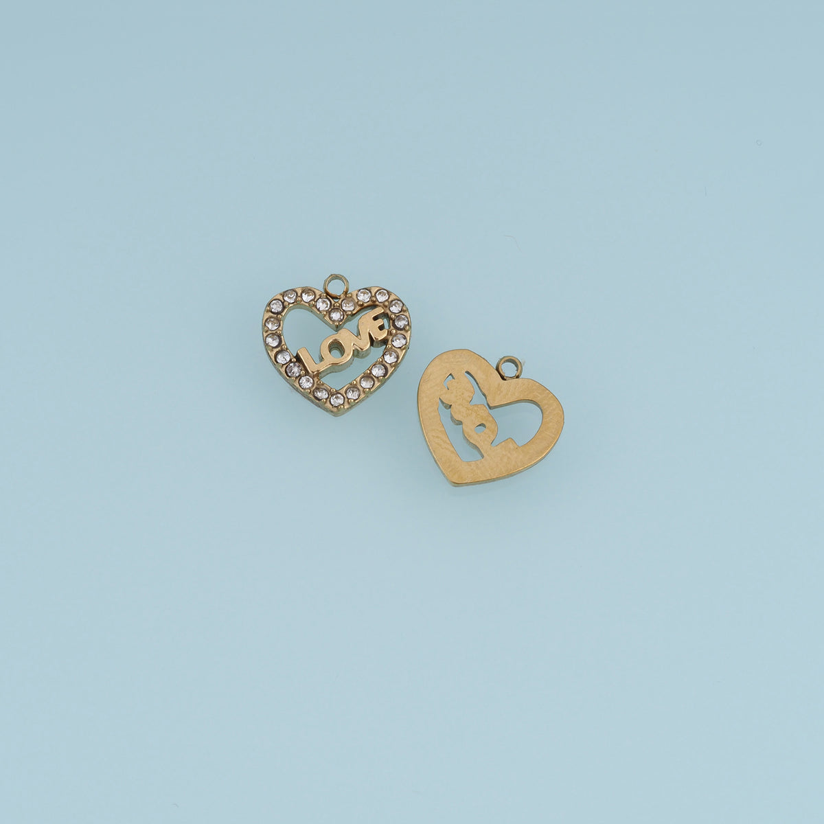 Love Heart Pendant,14K Gold Sparkling Crystal Open Heart Charm DIY Charm for Necklace Bracelet Making