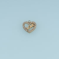 Love Heart Pendant,14K Gold Sparkling Crystal Open Heart Charm DIY Charm for Necklace Bracelet Making