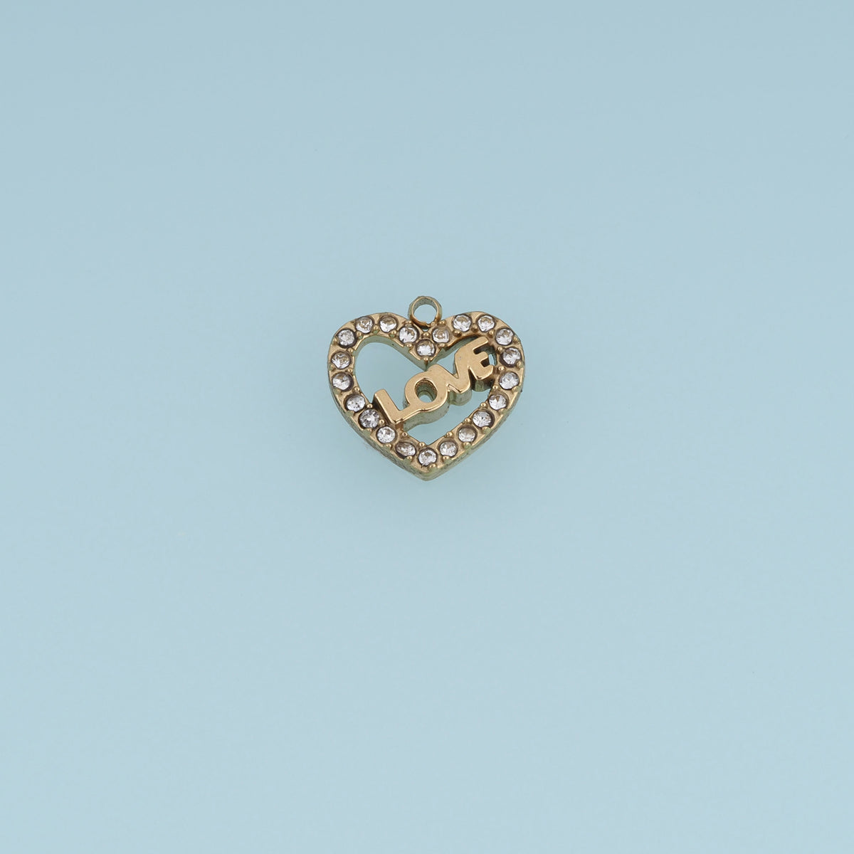 Love Heart Pendant,14K Gold Sparkling Crystal Open Heart Charm DIY Charm for Necklace Bracelet Making