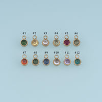 Round Crystal Pendant,14K Gold Colorful Bezel Set Charm DIY Charm for Necklace Bracelet Making
