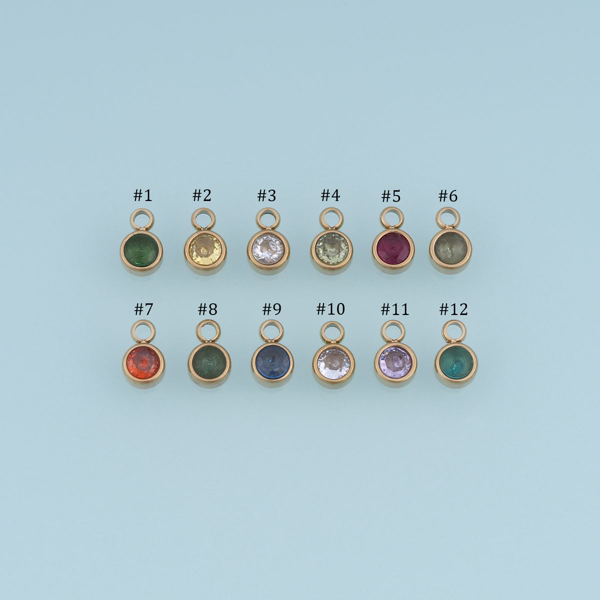 Round Crystal Pendant,14K Gold Colorful Bezel Set Charm DIY Charm for Necklace Bracelet Making