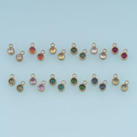 Round Crystal Pendant,14K Gold Colorful Bezel Set Charm DIY Charm for Necklace Bracelet Making
