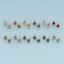 Round Crystal Pendant,14K Gold Colorful Bezel Set Charm DIY Charm for Necklace Bracelet Making