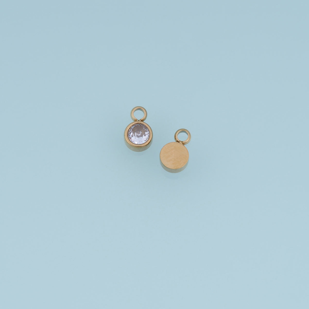 Round Crystal Pendant,14K Gold Colorful Bezel Set Charm DIY Charm for Necklace Bracelet Making