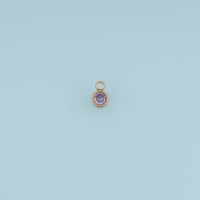 Round Crystal Pendant,14K Gold Colorful Bezel Set Charm DIY Charm for Necklace Bracelet Making