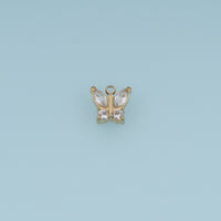 Butterfly Crystal Pendant,14K Gold Pink Clear Gemstone Charm DIY Charm for Necklace Bracelet Making