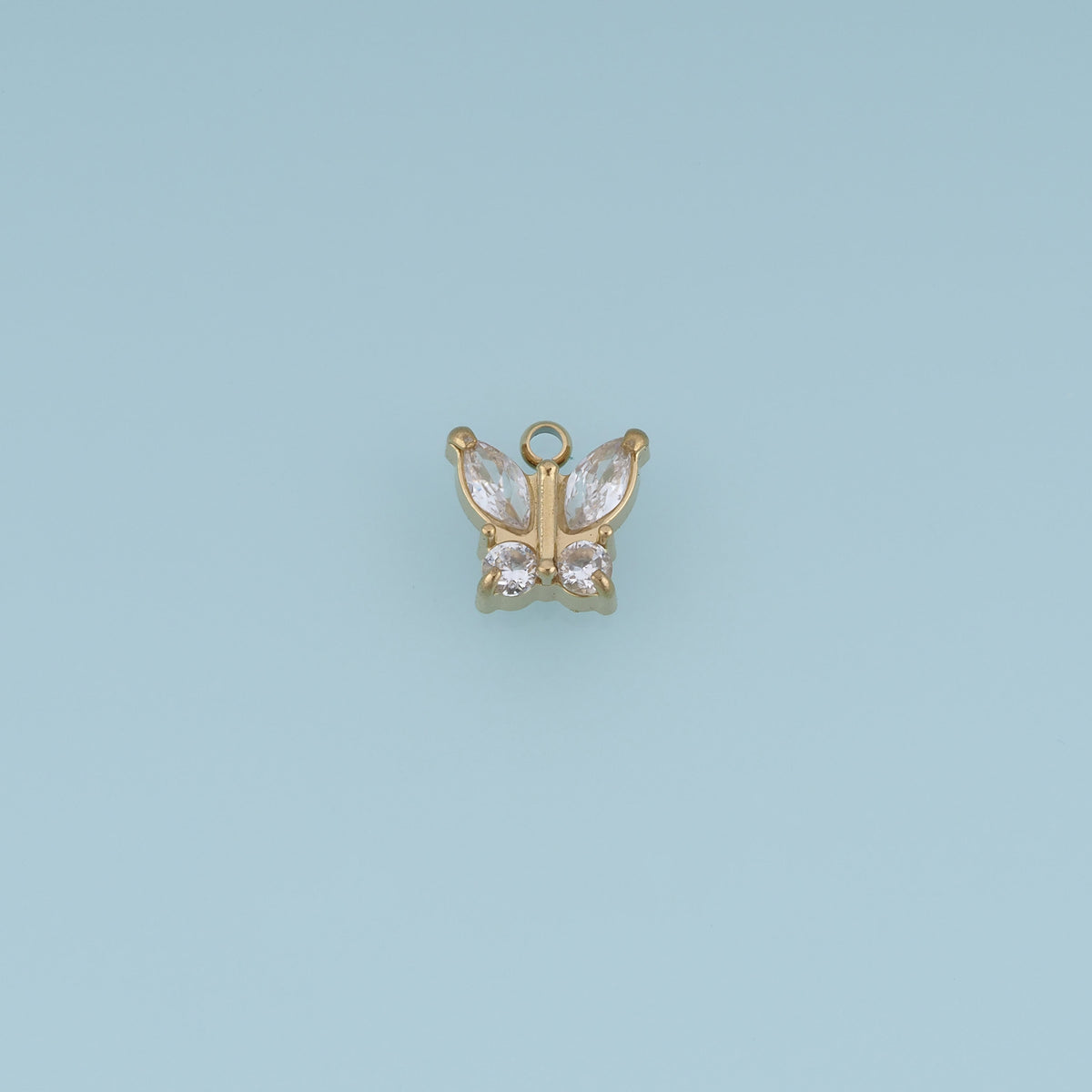 Butterfly Crystal Pendant,14K Gold Pink Clear Gemstone Charm DIY Charm for Necklace Bracelet Making