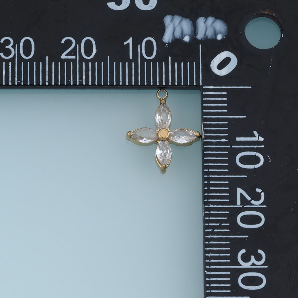 Four Petal Crystal Flower Pendant,14K Gold Colorful Floral Charm DIY Charm for Necklace Bracelet Making