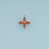 Four Petal Crystal Flower Pendant,14K Gold Colorful Floral Charm DIY Charm for Necklace Bracelet Making