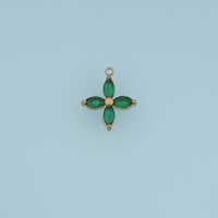 Four Petal Crystal Flower Pendant,14K Gold Colorful Floral Charm DIY Charm for Necklace Bracelet Making