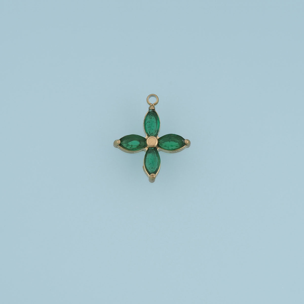 Four Petal Crystal Flower Pendant,14K Gold Colorful Floral Charm DIY Charm for Necklace Bracelet Making