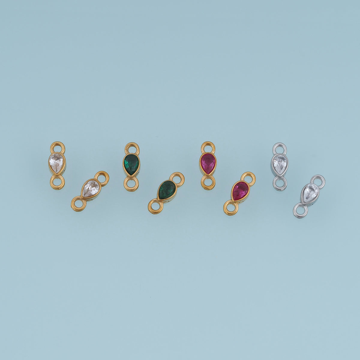 Teardrop Crystal Connector,14K Gold Silver Colorful Gemstone Charm DIY Charm for Necklace Bracelet Making