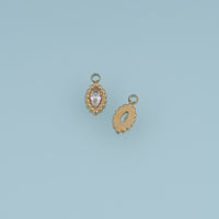 Oval Crystal Pendant,14K Gold Colorful Beaded Edge Charm DIY Charm for Necklace Bracelet Making