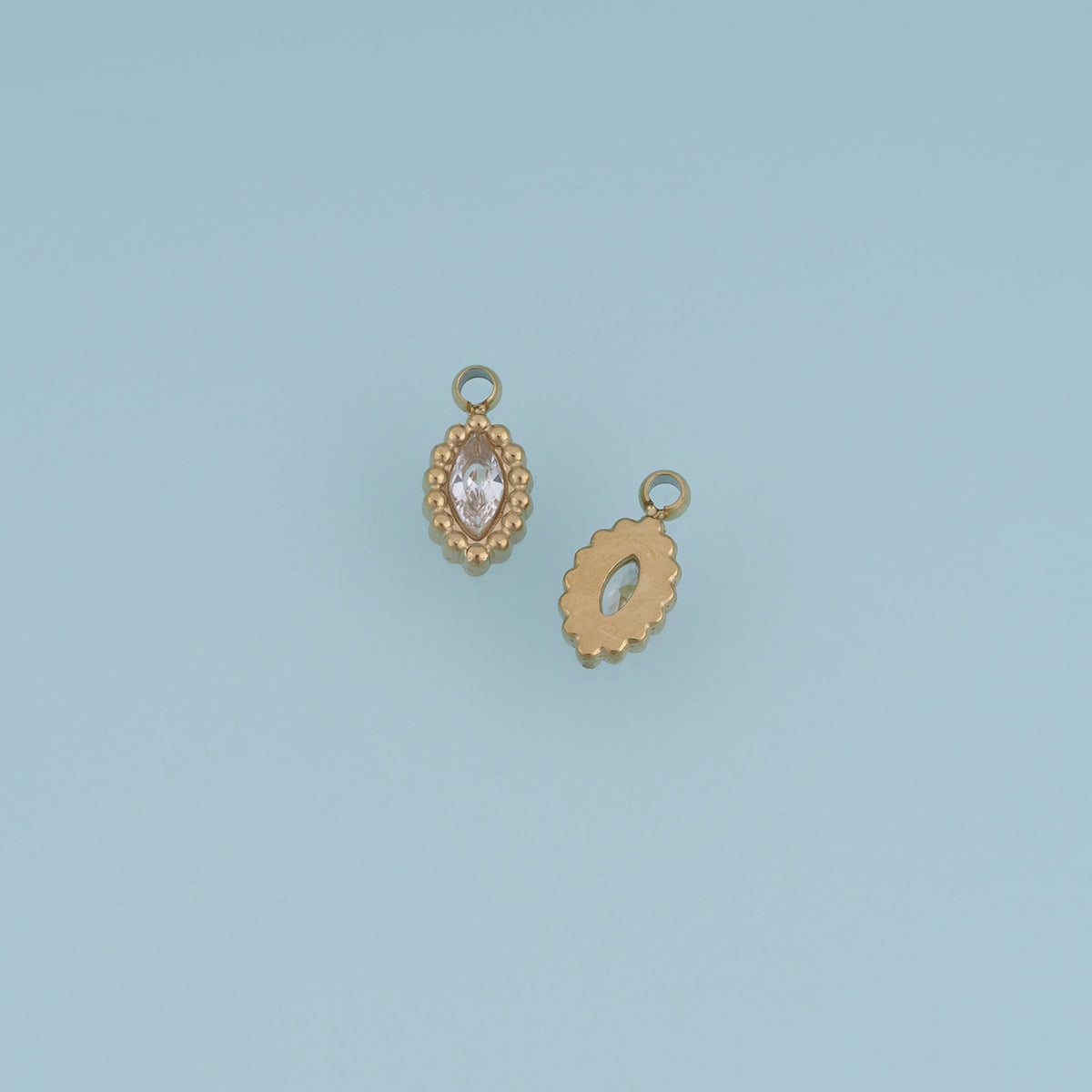 Oval Crystal Pendant,14K Gold Colorful Beaded Edge Charm DIY Charm for Necklace Bracelet Making