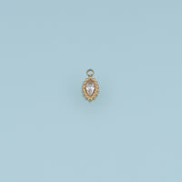 Oval Crystal Pendant,14K Gold Colorful Beaded Edge Charm DIY Charm for Necklace Bracelet Making