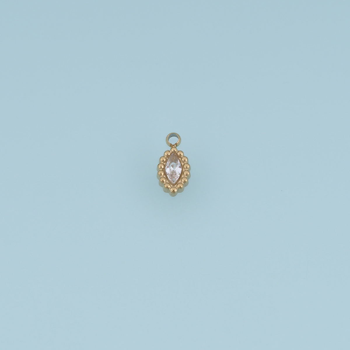 Oval Crystal Pendant,14K Gold Colorful Beaded Edge Charm DIY Charm for Necklace Bracelet Making