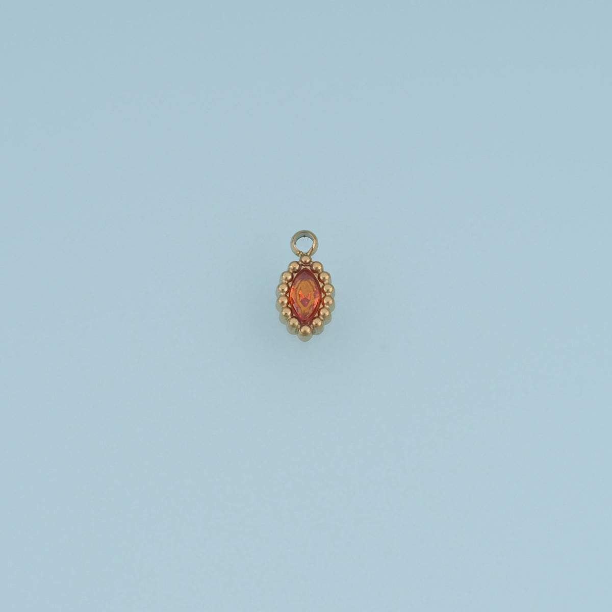 Oval Crystal Pendant,14K Gold Colorful Beaded Edge Charm DIY Charm for Necklace Bracelet Making