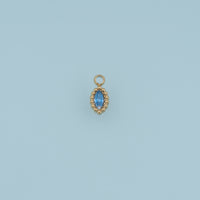 Oval Crystal Pendant,14K Gold Colorful Beaded Edge Charm DIY Charm for Necklace Bracelet Making