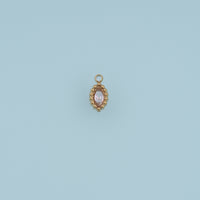 Oval Crystal Pendant,14K Gold Colorful Beaded Edge Charm DIY Charm for Necklace Bracelet Making