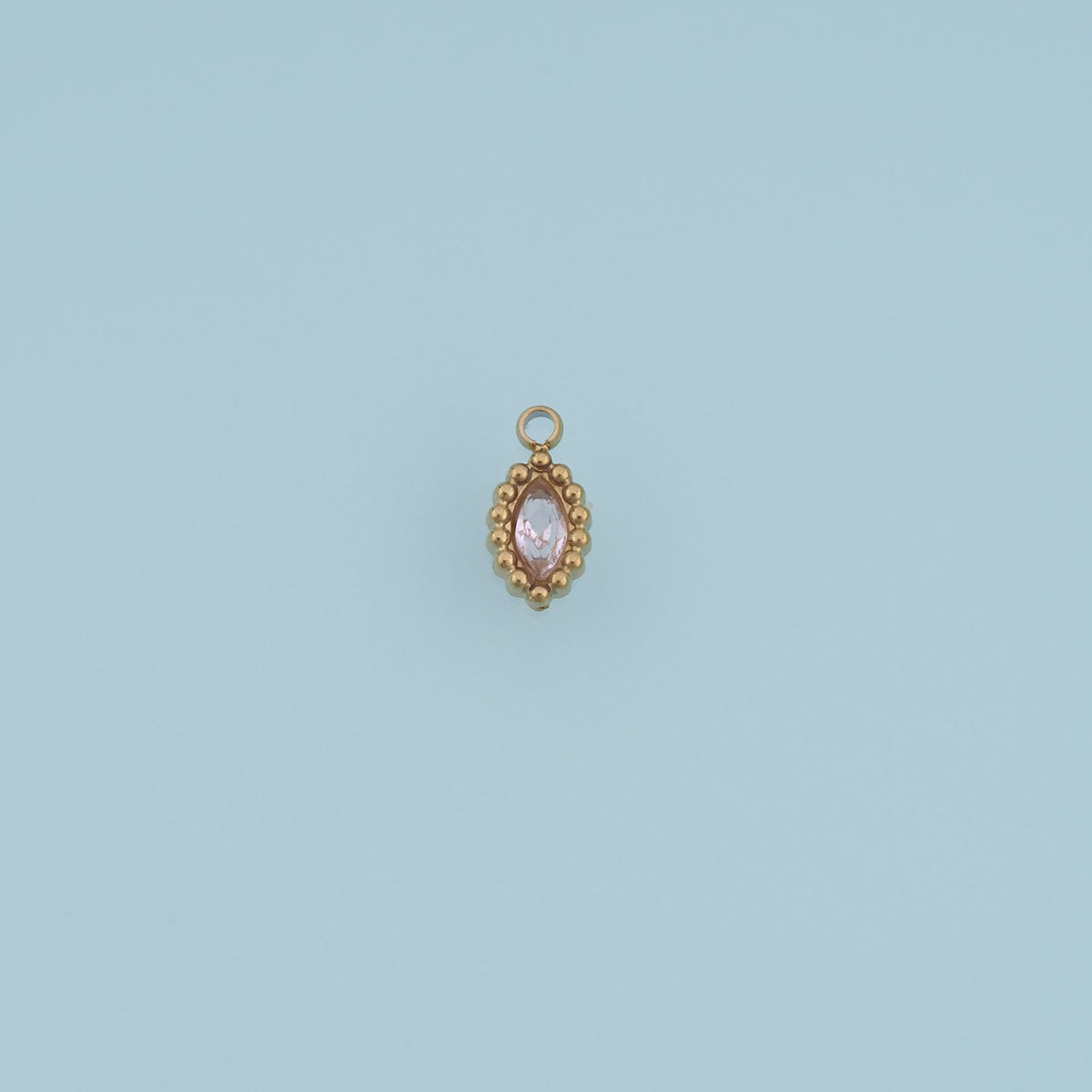 Oval Crystal Pendant,14K Gold Colorful Beaded Edge Charm DIY Charm for Necklace Bracelet Making