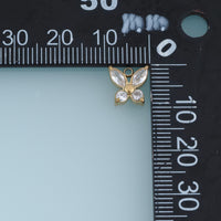 Butterfly Crystal Pendant,14K Gold Pink Clear Gemstone Charm DIY Charm for Necklace Bracelet Making
