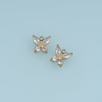 Butterfly Crystal Pendant,14K Gold Pink Clear Gemstone Charm DIY Charm for Necklace Bracelet Making