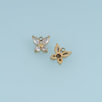 Butterfly Crystal Pendant,14K Gold Pink Clear Gemstone Charm DIY Charm for Necklace Bracelet Making