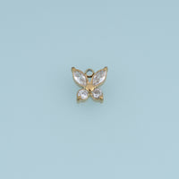 Butterfly Crystal Pendant,14K Gold Pink Clear Gemstone Charm DIY Charm for Necklace Bracelet Making