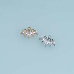 Crystal Leaf Cluster Pendant,14K Gold Silver Elegant Branch Charm DIY Charm for Necklace Bracelet Making